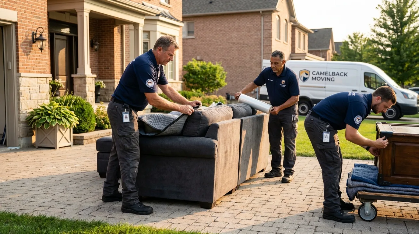Large estate moving crew wrapping furniture in South Fallsburg, NY