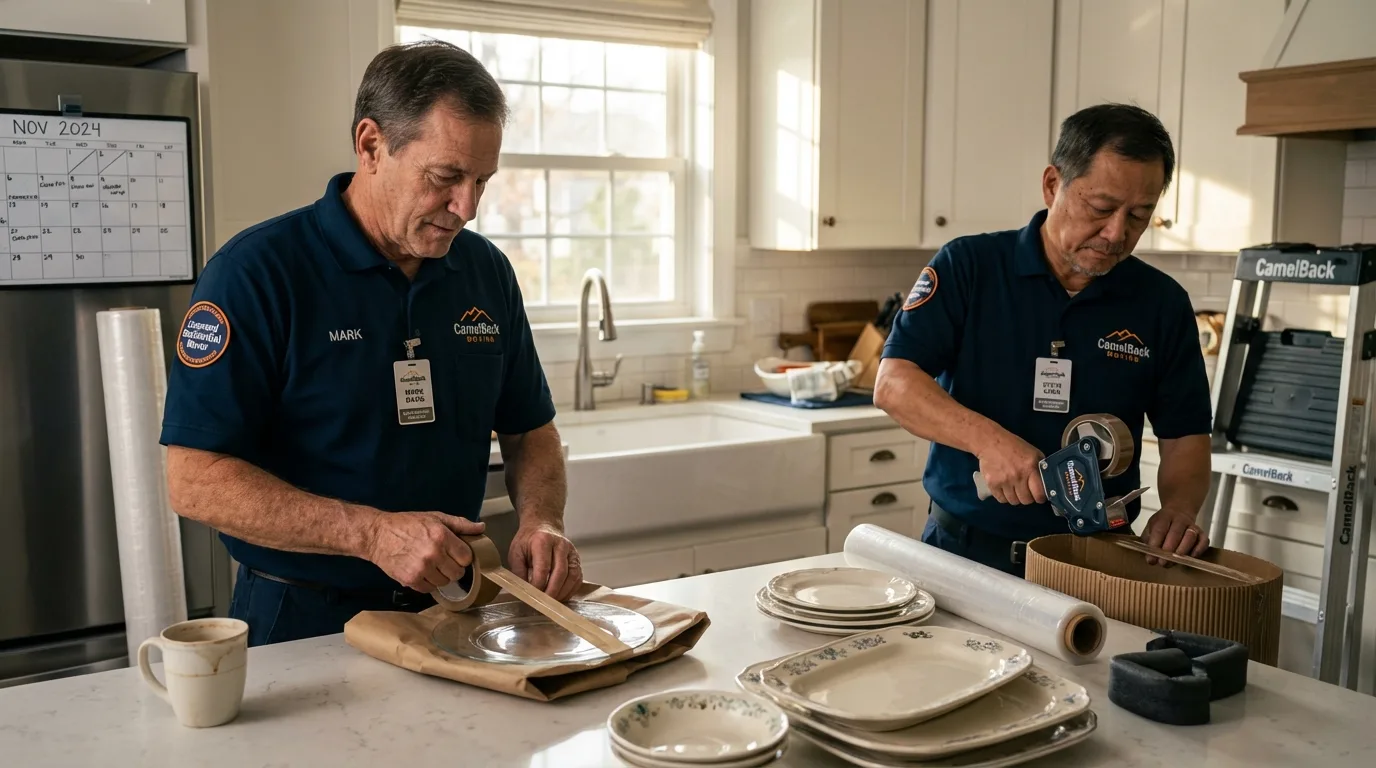 Professional crew packing kitchen dishware in South Fallsburg, NY
